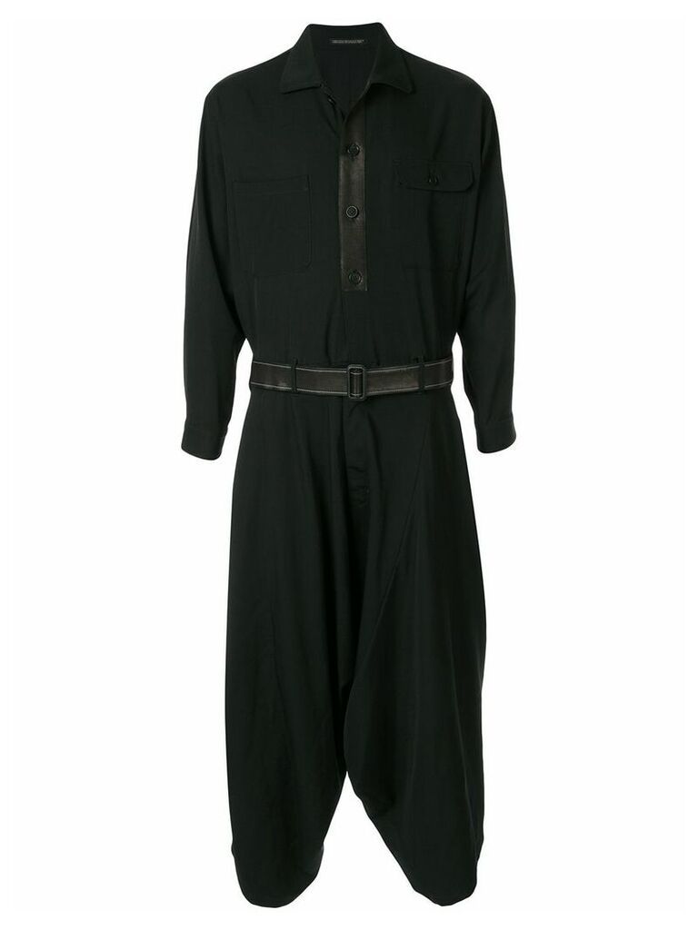 Yohji Yamamoto asymmetrical belted coat - Black