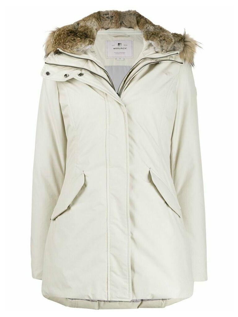 Woolrich zipped hooded parka coat - NEUTRALS