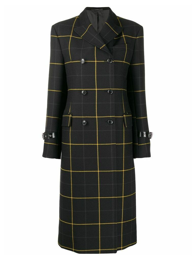 Paul Smith checked double breasted coat - Black