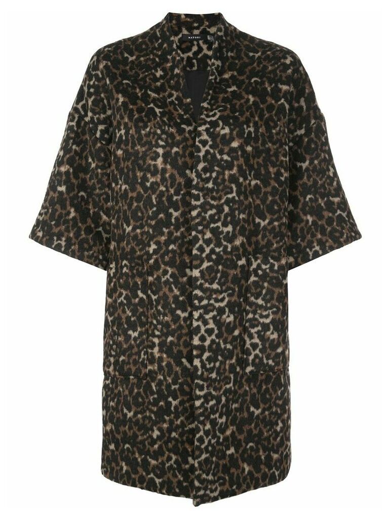 Natori leopard print kimono coat - Brown