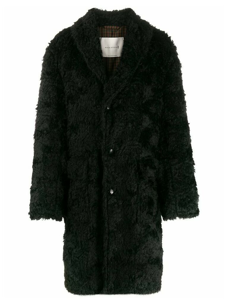 Mackintosh single-breasted teddy coat - Black