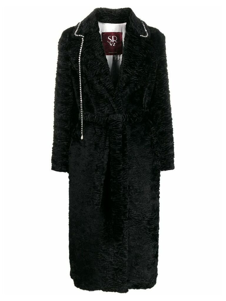 srvz club crystal detail coat - Black