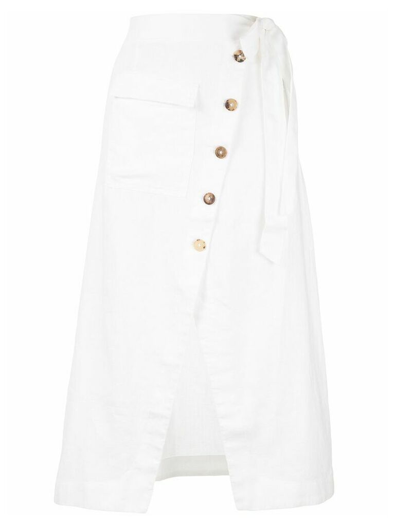 Venroy side tie a-line skirt - White