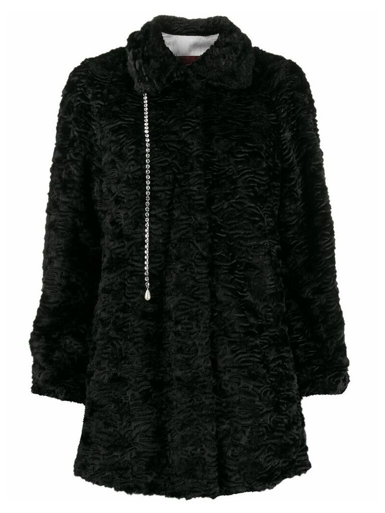 srvz club crystal detail coat - Black