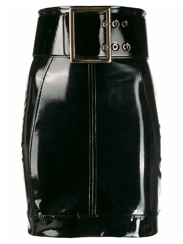 Elisabetta Franchi belted vinyl skirt - Black