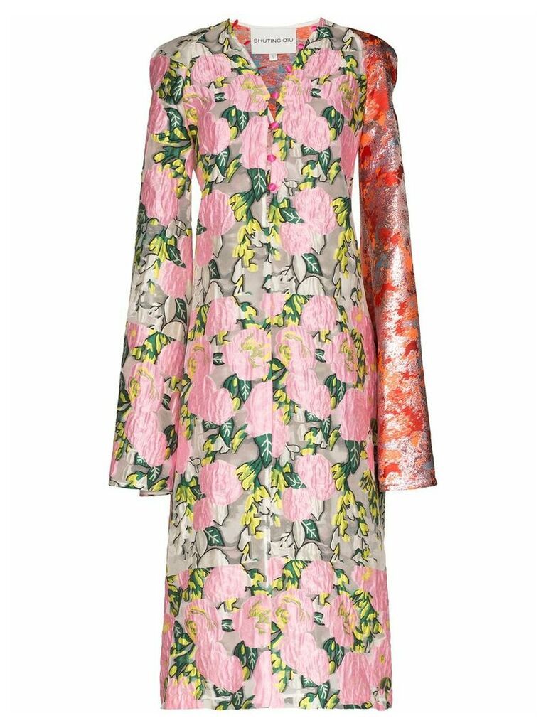 Shuting Qiu floral jacquard shift dress - PINK