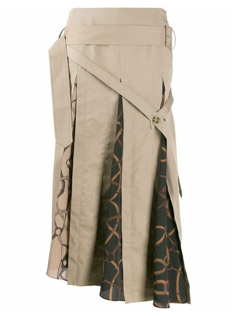 Rokh panelled asymmetric skirt - Brown