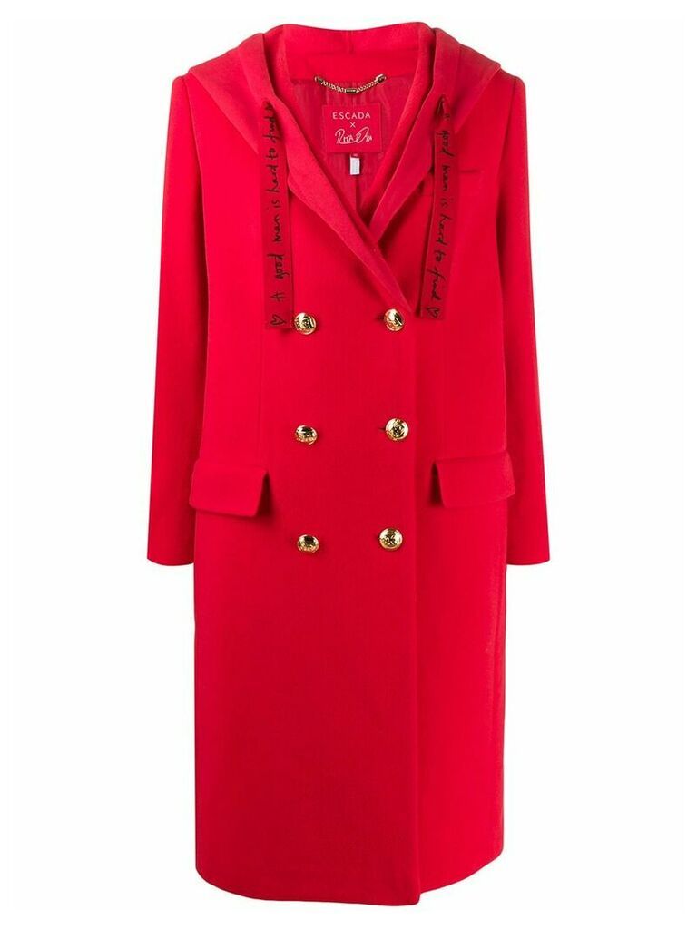 Escada hooded double-breasted coat - Red