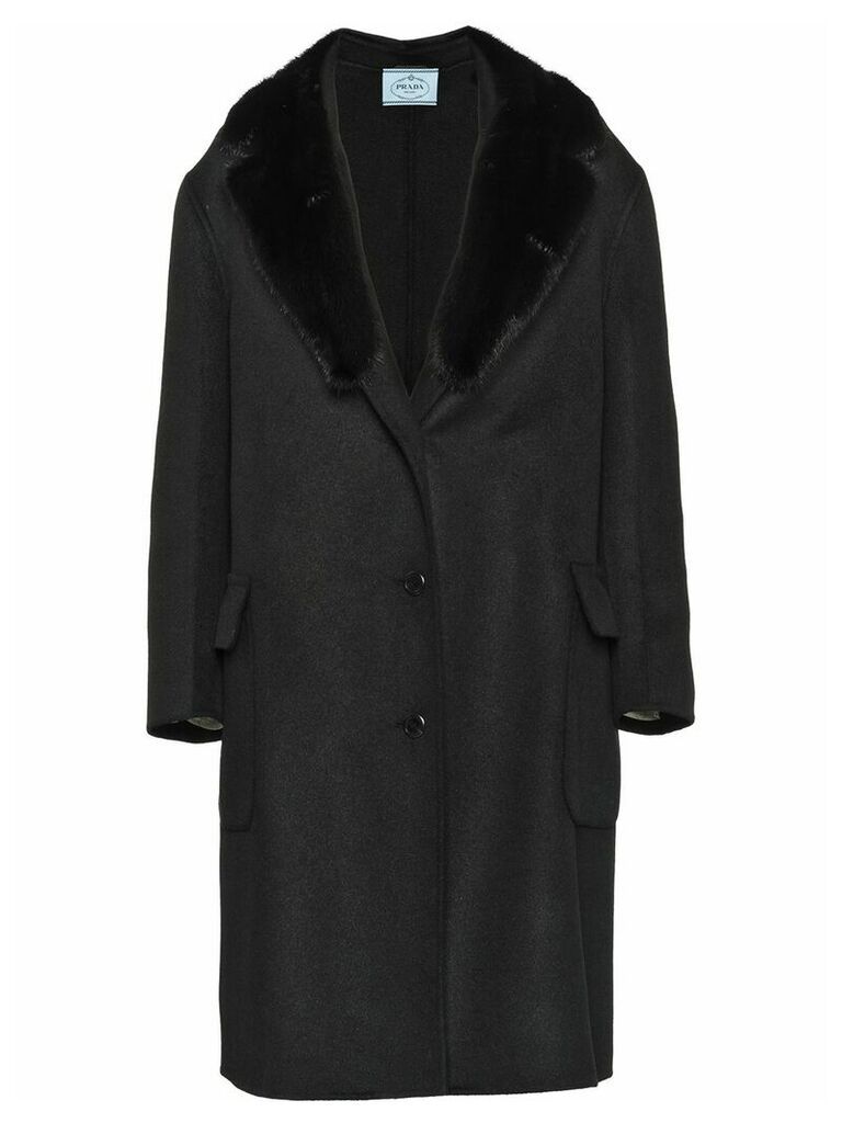 Prada fur-trimmed lapel coat - Black