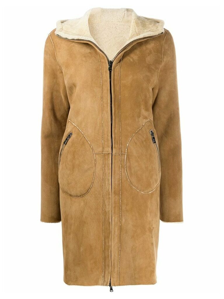 Giorgio Brato zip front shearling coat - NEUTRALS
