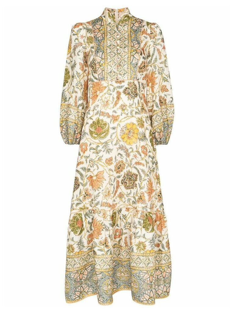Zimmermann paisely-print cotton midi dress - ORANGE