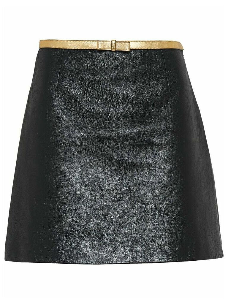 Miu Miu glossy A-line leather skirt - Black