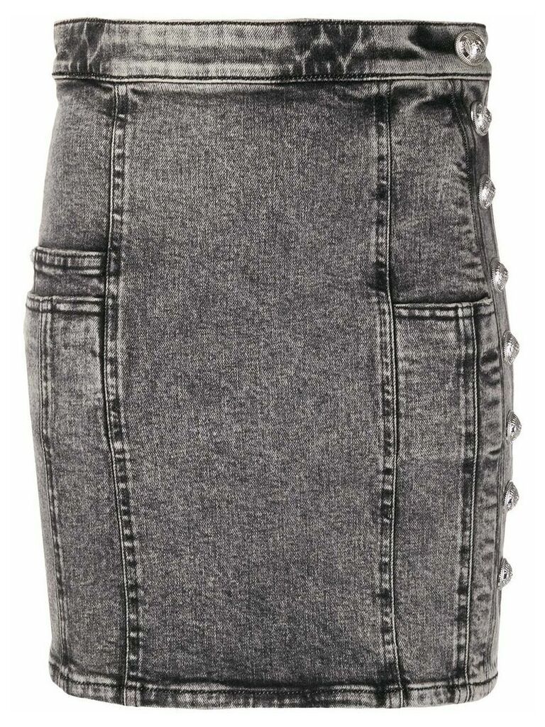 Balmain button-embellished denim mini skirt - Black