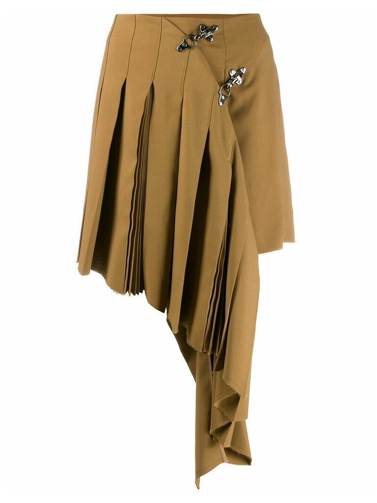 Rokh asymmetric pleat skirt - Brown