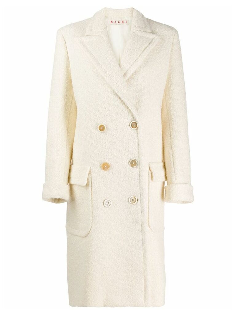 Marni virgin wool knit coat - White