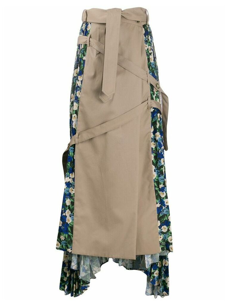 Rokh pleated floral-print skirt - NEUTRALS