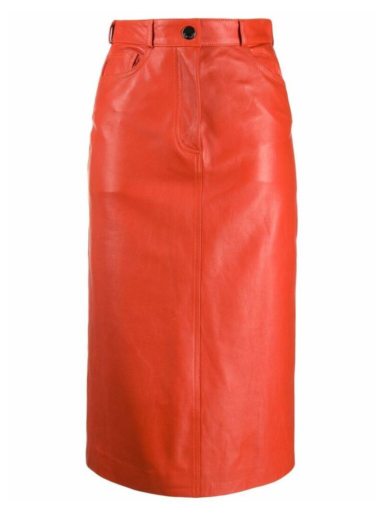 Paul Smith leather pencil skirt - ORANGE