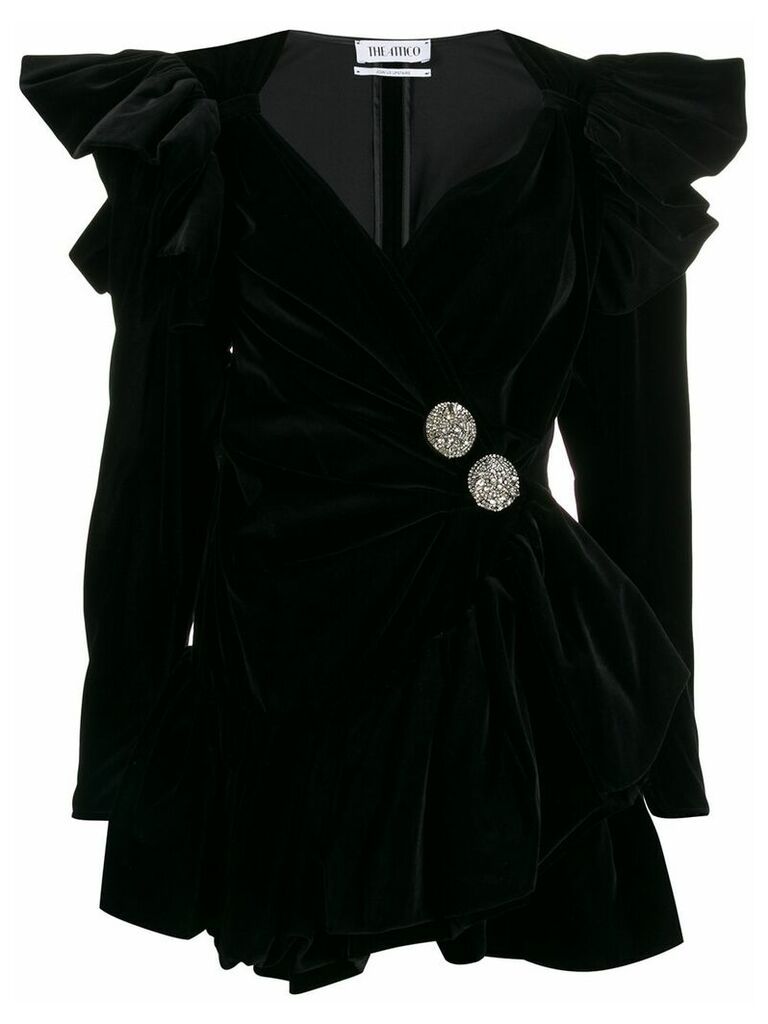 Attico velvet wrap mini dress - Black