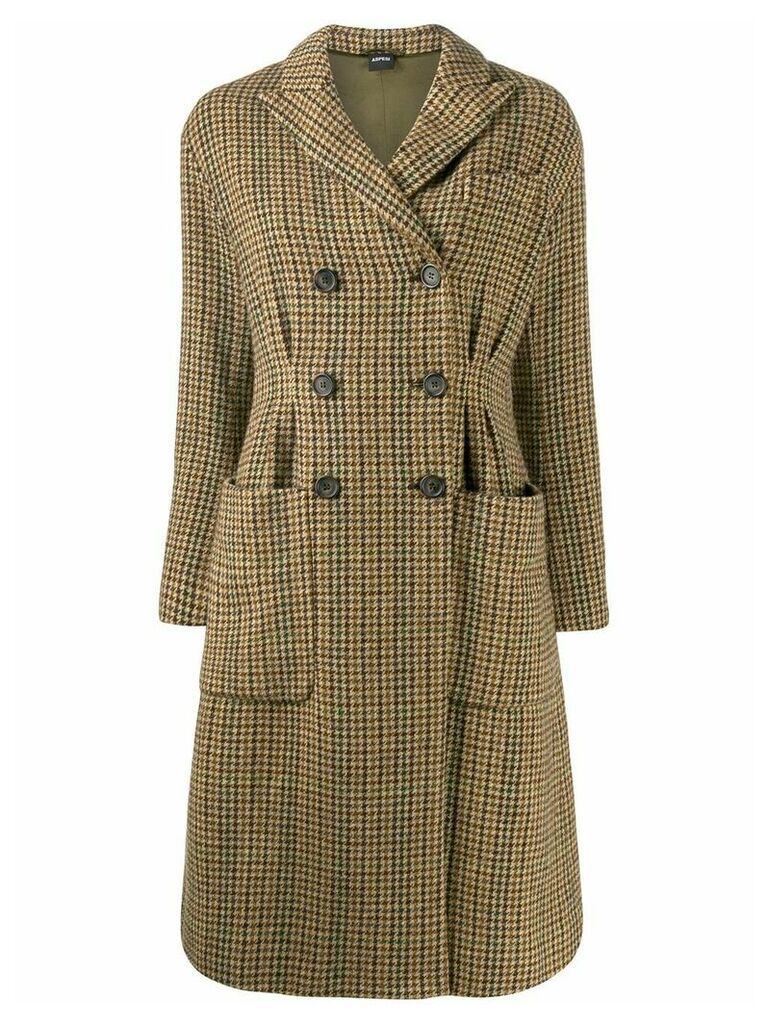 Aspesi double buttoned houndstooth coat - Brown
