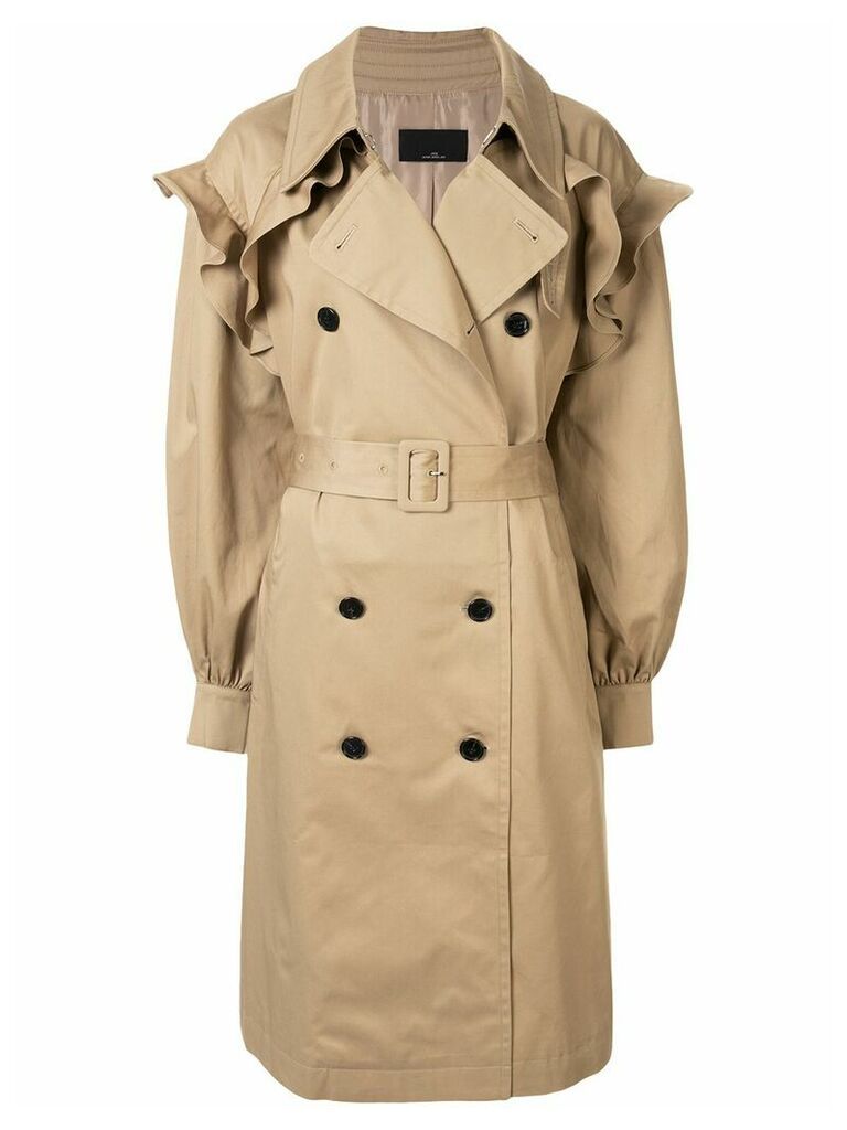 J Koo double-breasted trench coat - Brown