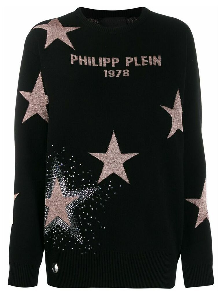 Philipp Plein metallic star relaxed-fit jumper - Black