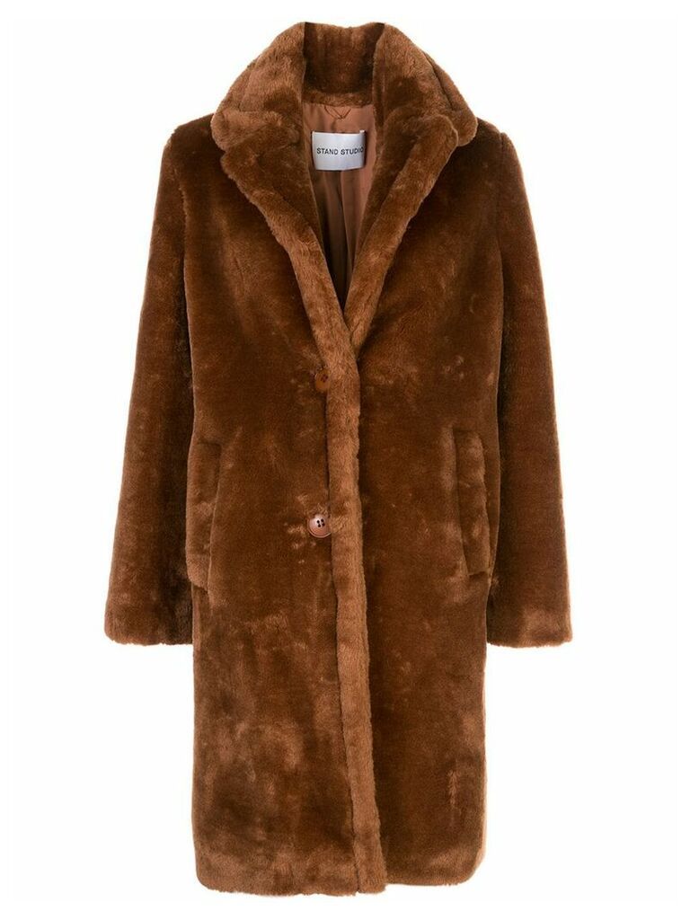 Stand Studio textured furry coat - Brown