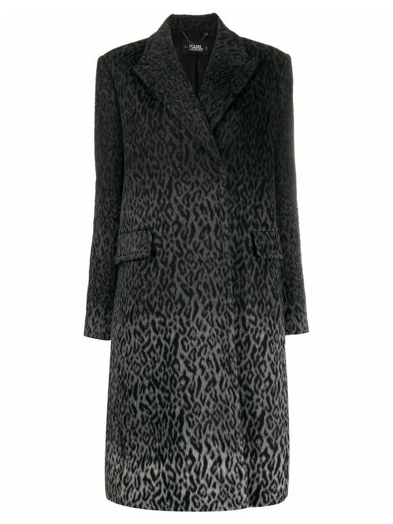 Karl Lagerfeld Karl X Carine Leopard Coat - Grey