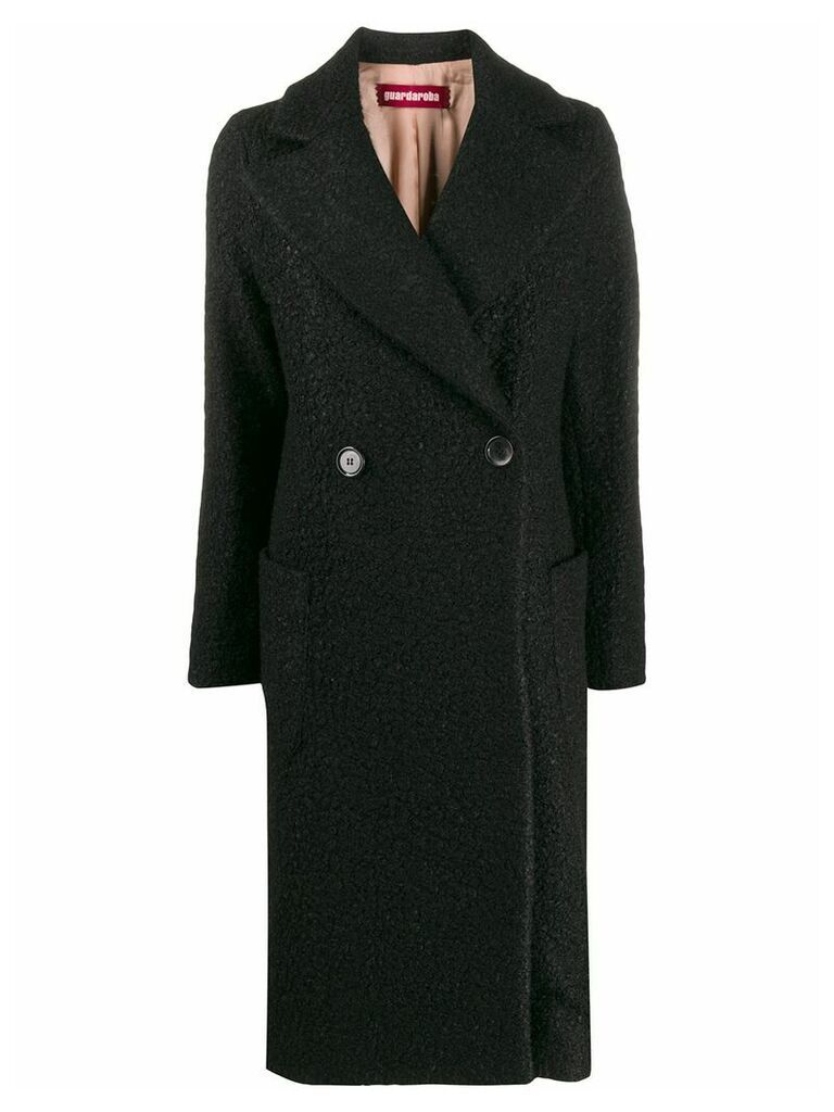 Guardaroba textured boxy double-breasted coat - Black