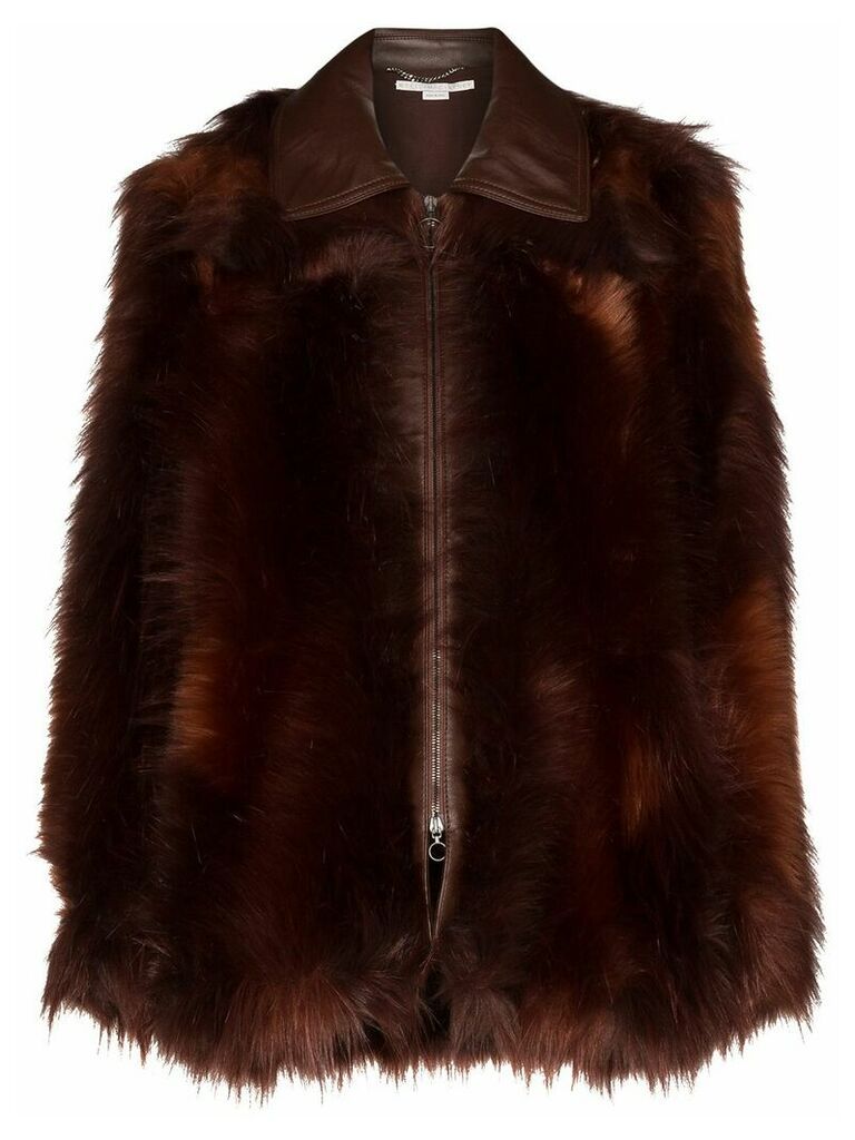 Stella McCartney faux-fur zip-front coat - Brown