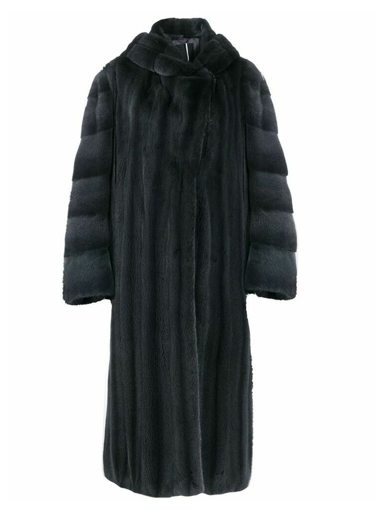 Liska hooded long-length coat - Blue