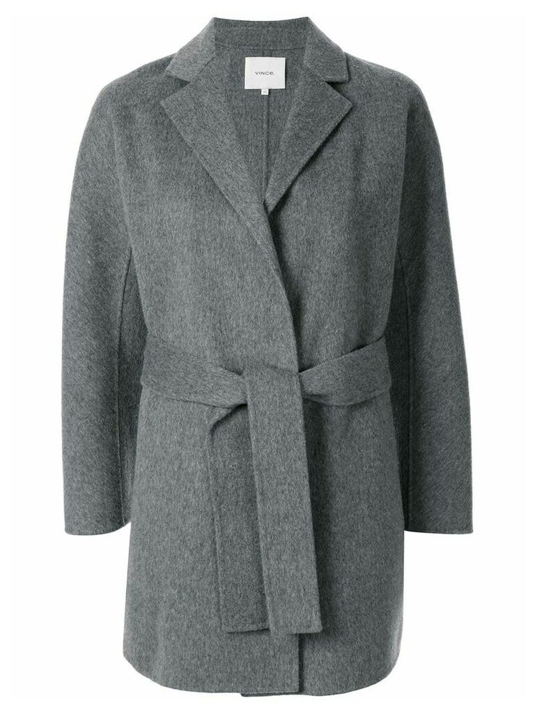Vince textured style belted coat - Grey