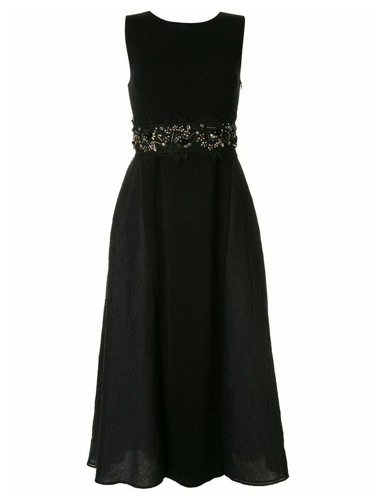 Onefifteen beads and lace embroidered midi dress - Black