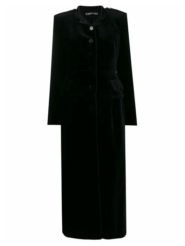 Tom Ford velvet long single-breasted coat - Black