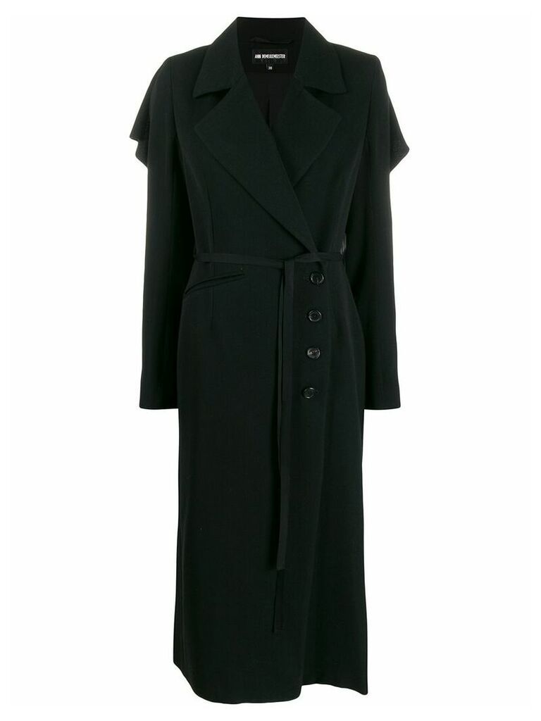 Ann Demeulemeester oversized frilled long coat - Black