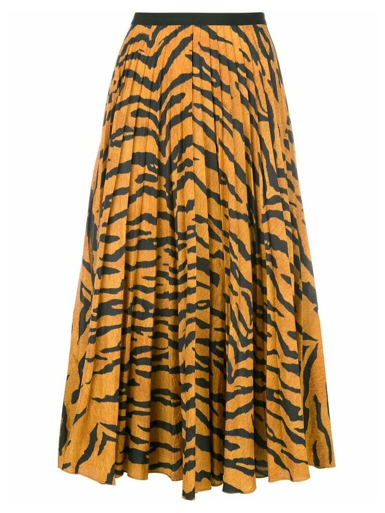 Adam Lippes tiger print pleated skirt - ORANGE