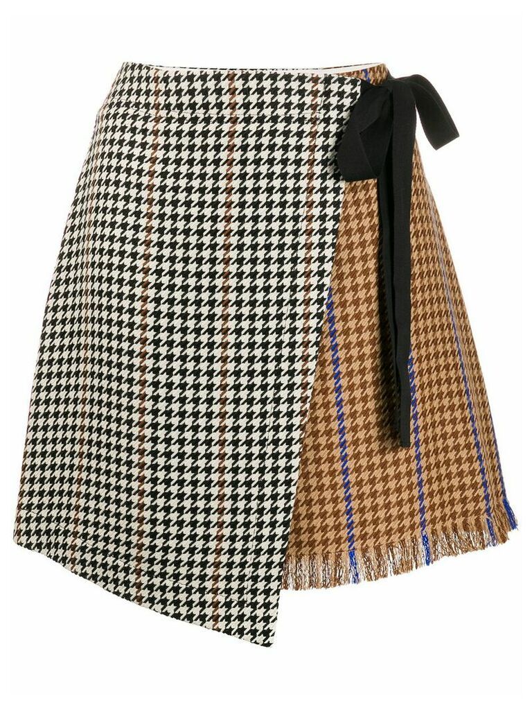 Alysi houndstooth wrap skirt - NEUTRALS