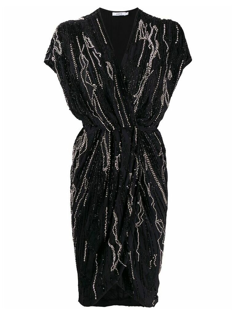 Amen embellished wrap dress - Black