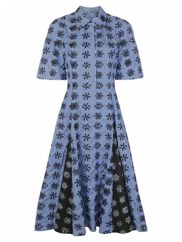 Jonathan Cohen embroidered-detail shirt dress - Blue