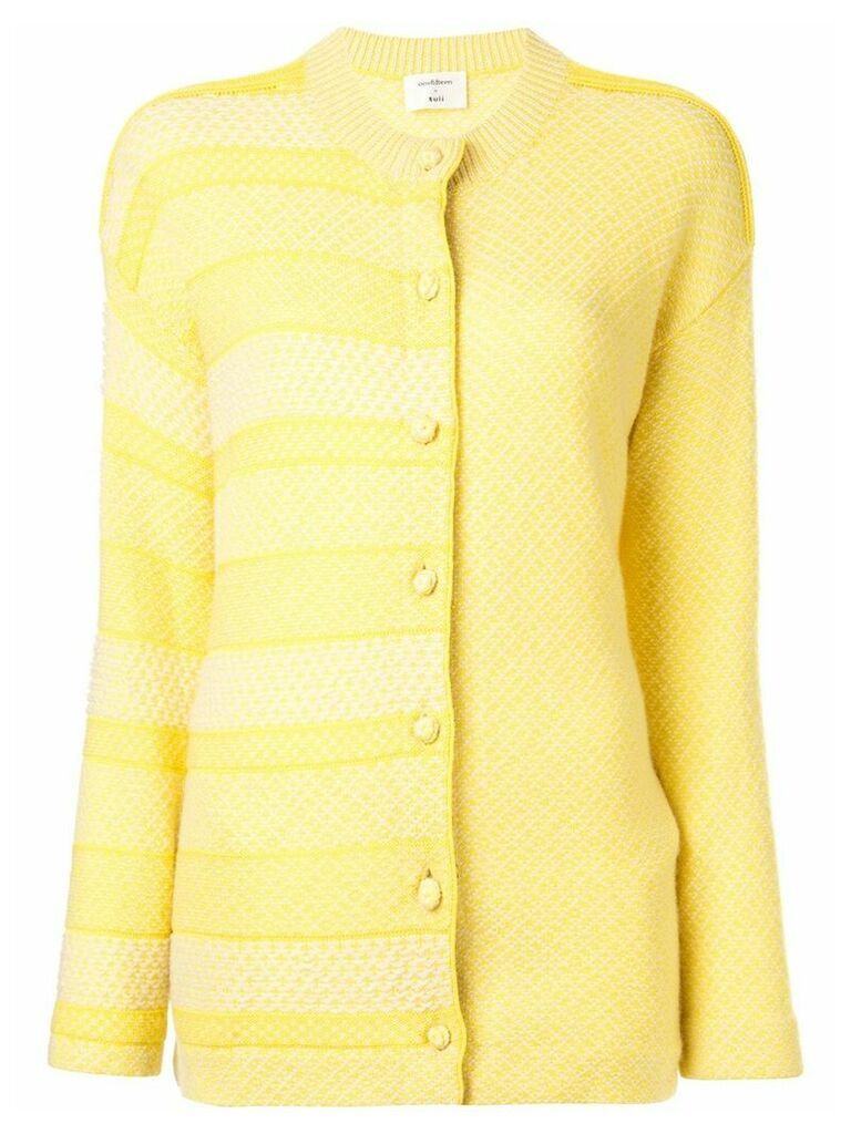 Onefifteen panelled stripe cardigan - Yellow