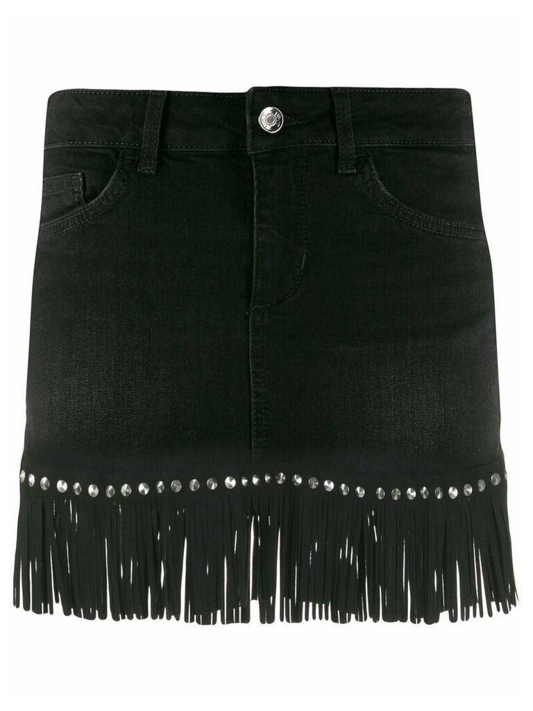 LIU JO fringed studded skirt - Black
