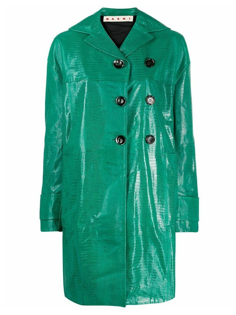 Marni crocodile-effect duster coat - Green