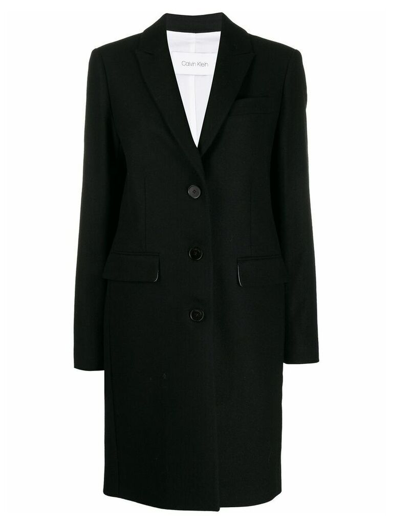 Calvin Klein single breasted midi coat - Black
