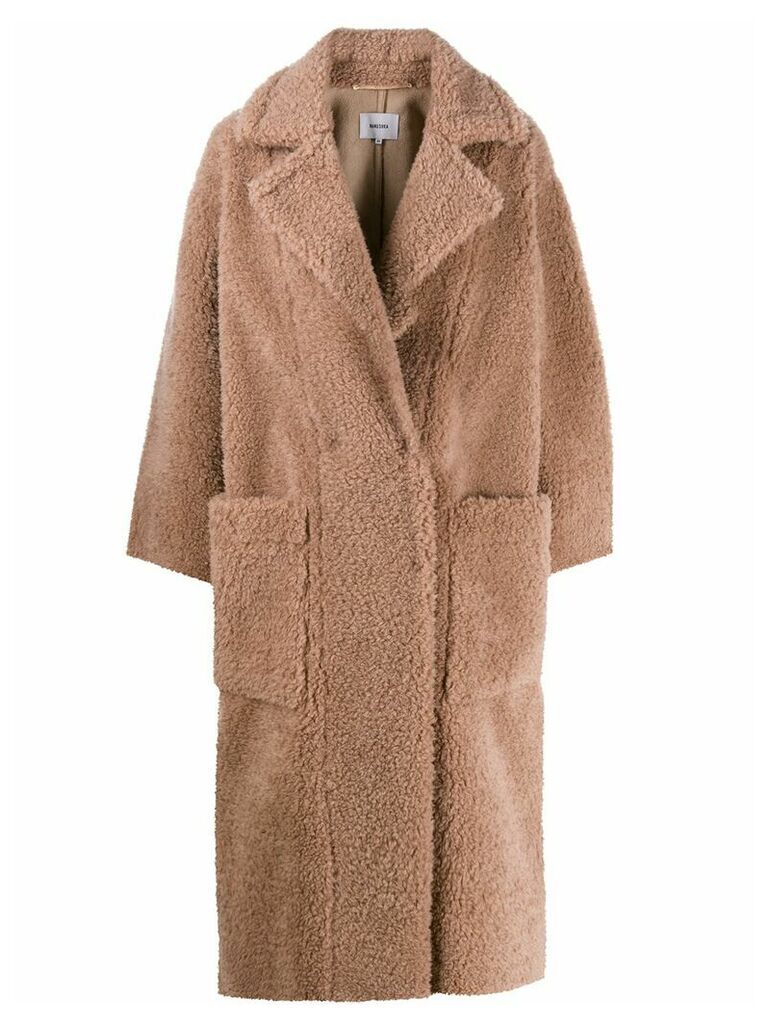 Nanushka textured furry coat - PINK