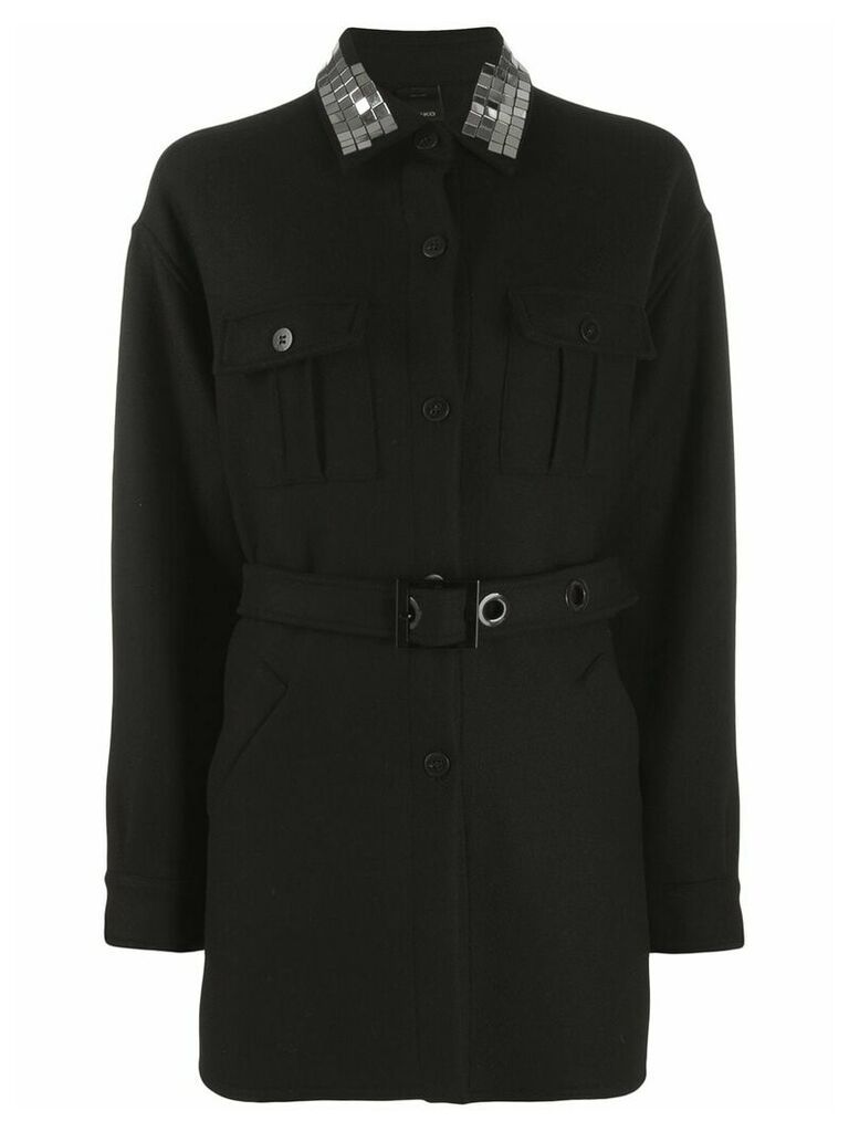 Pinko embellished collar coat - Black