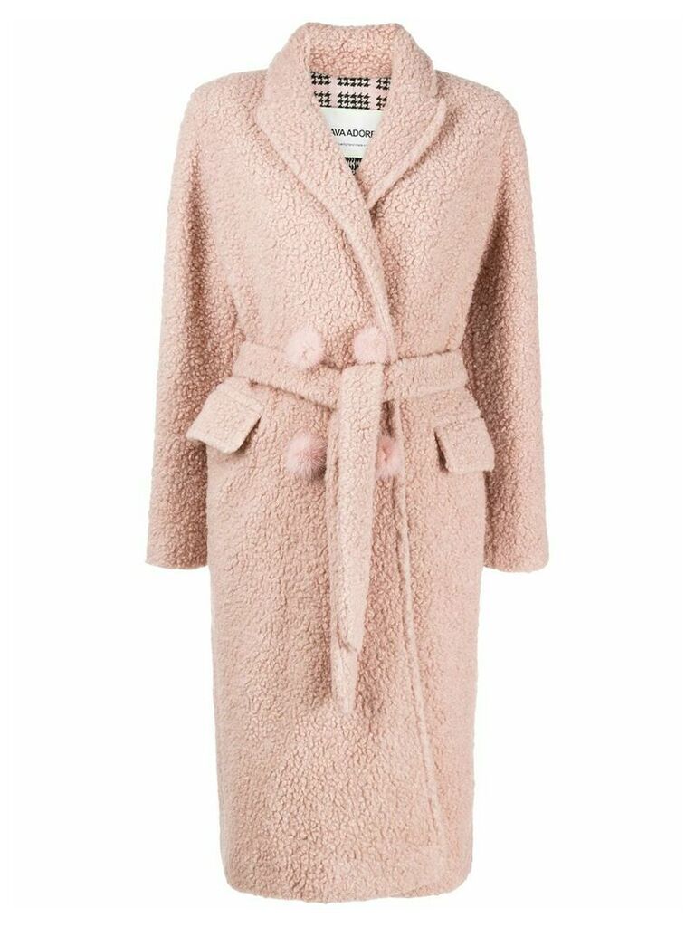 Ava Adore textured fleece effect coat - PINK