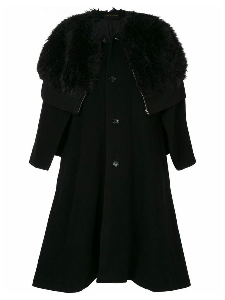 Comme Des Garçons Pre-Owned faux fur cape coat - Black