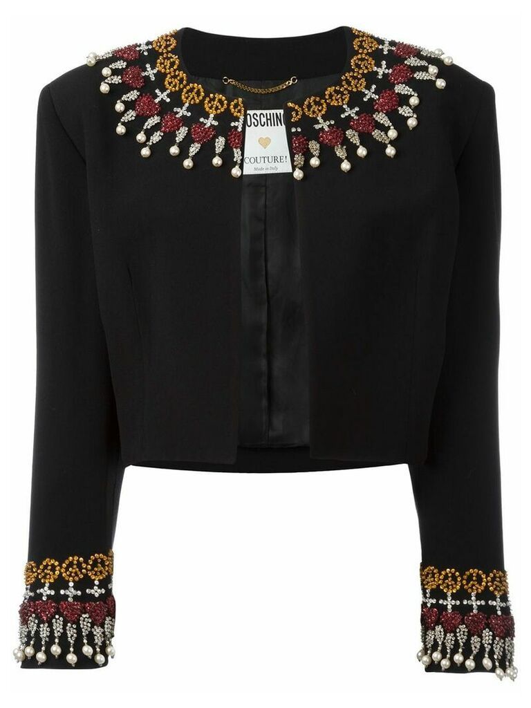 Moschino Pre-Owned embellished cropped jacket - Black