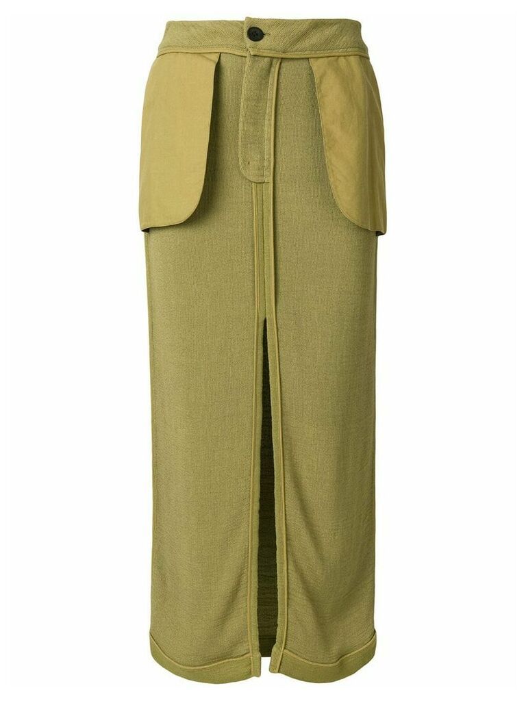 John Galliano Pre-Owned inside out midi skirt - Green