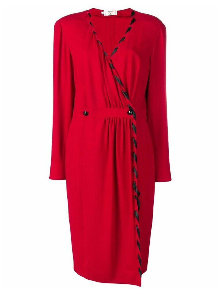 Valentino Pre-Owned v-neck buttoned dress - Red
