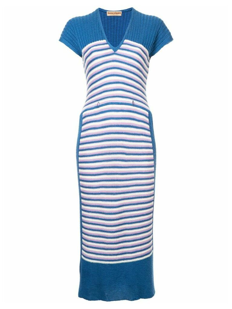 Issey Miyake Pre-Owned striped knit dress - Blue